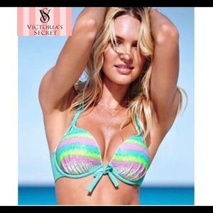 Victoria’s secret sequin push-up bikini top Sz 36C/M/10🔥